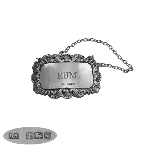 Sterling Silver Wine Lable Rum  1980